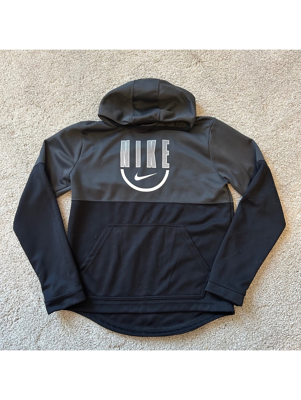 Nike Dri-FIT Black and Gray Pullover Hoodie Youth size XL